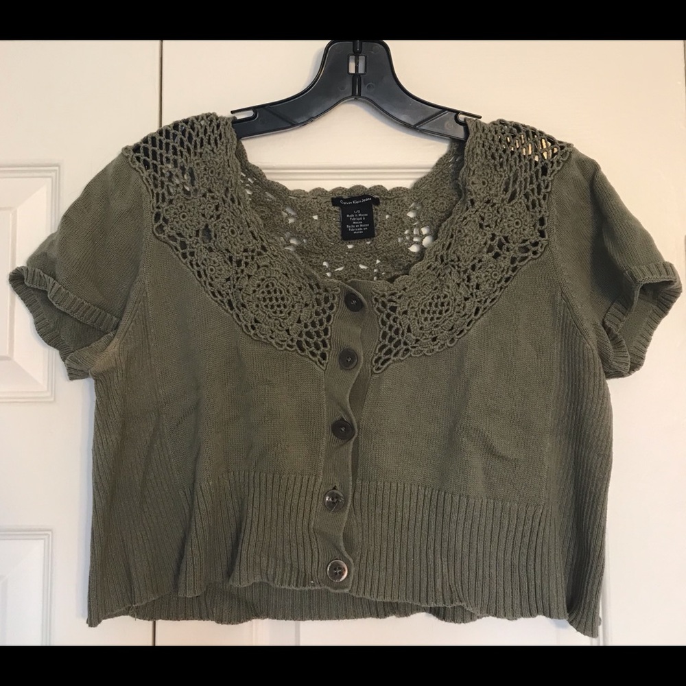 Calvin Klein Cropped Cardigan (Size Large)